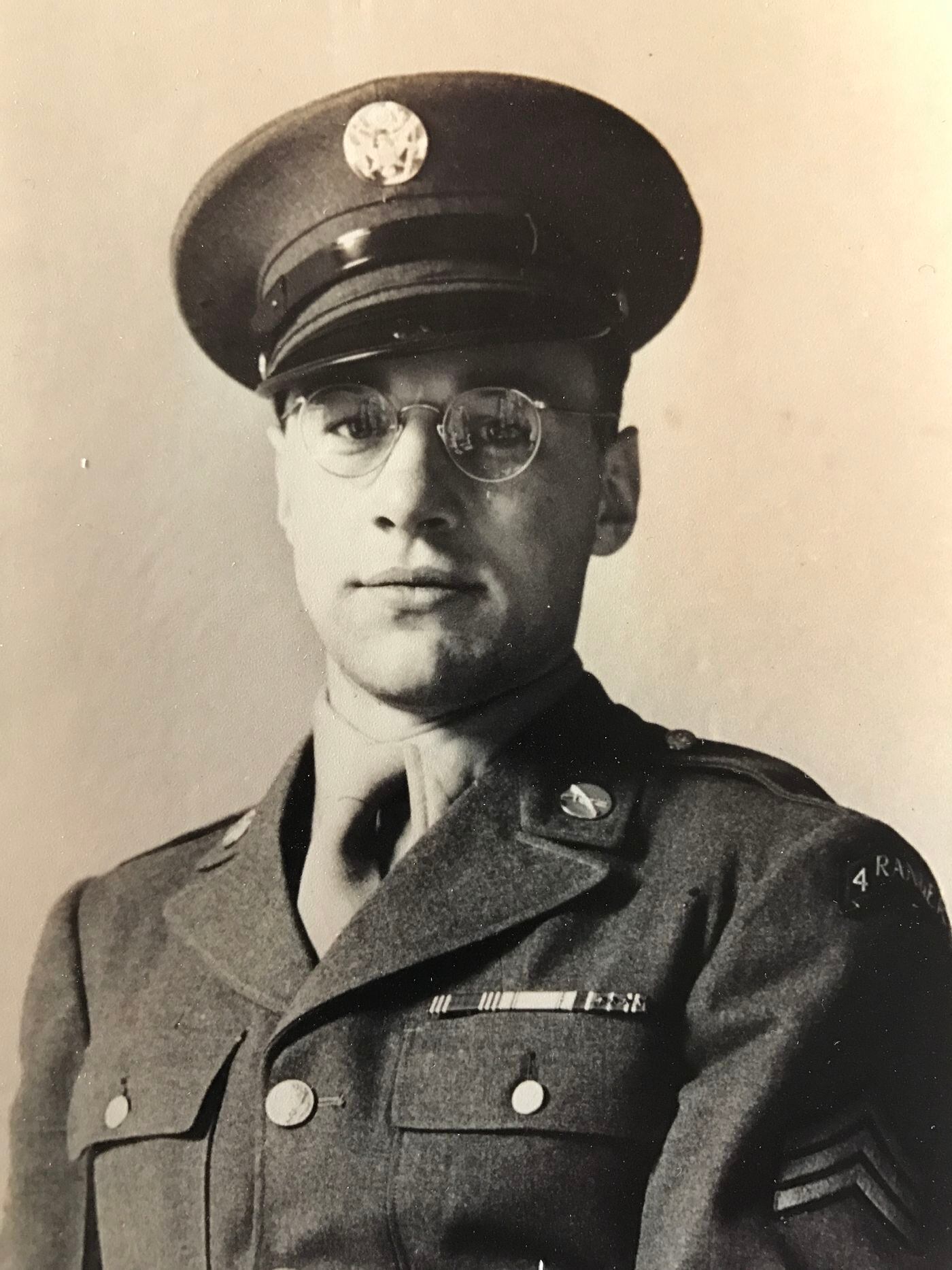 Donald VanArtsdalen in the uniform of a Darby Ranger. He fought in World War II.