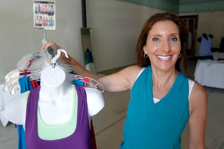 Nadine Gelberg has started a line of loose-fitting, fashionable fitness apparel online and at pop-up stores.