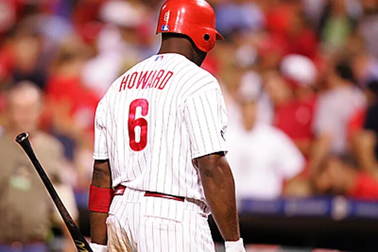 Ryan Howard strikes out to end Thursday's 2-0 loss to the Marlins. (David Swanson / Staff Photographer)