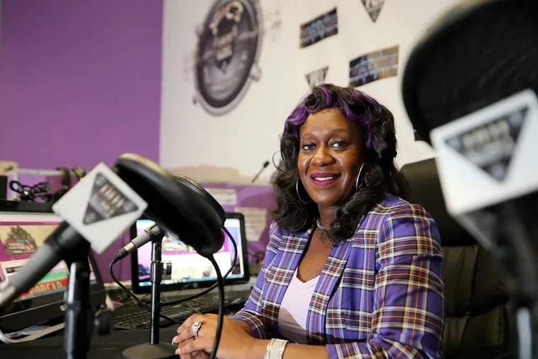 Underground radio personality Sajda "Purple Queen" Blackwell where she broadcasts from in Philadelphia, Pa. on February 16, 2021.