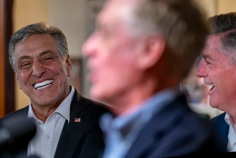 Commonwealth Partners on Sunday backed former U.S. Rep. Lou Barletta (left) as it publicly joined an effort to stop Doug Mastriano from winning Pennsylvania’s primary for governor.