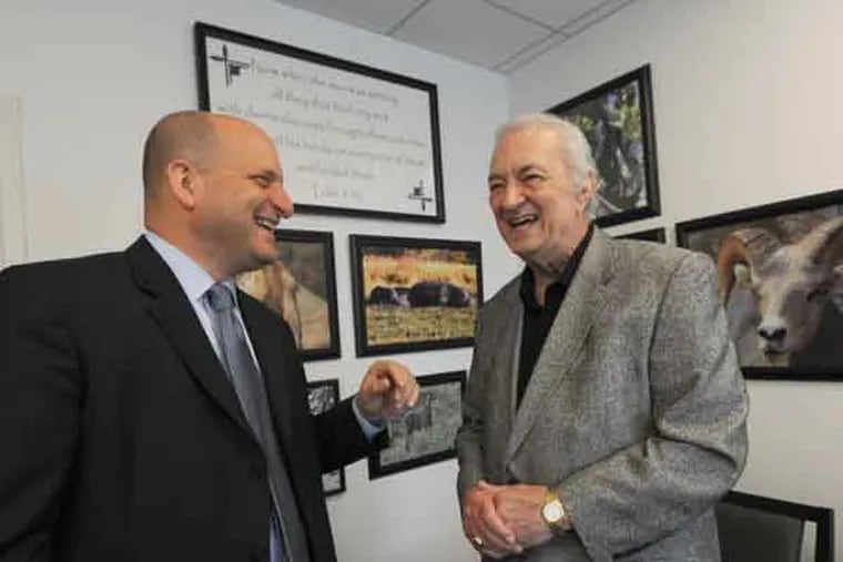 Dr. Michael Renzi, left, and former patient John Patalone on May 4, 2013 at ADVOCARE in Marlton, NJ  ( APRIL SAUL / Staff )