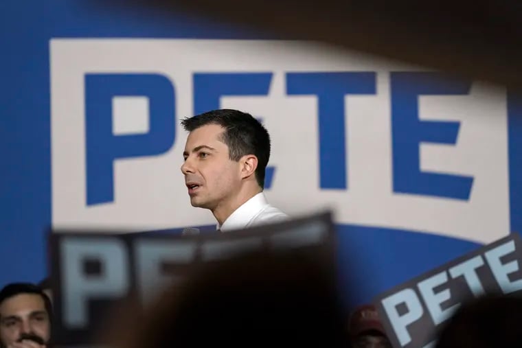 Pete Buttigieg campaigning in New Hampshire before that state's recent primary.