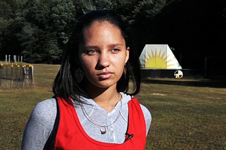 Kierstin Booker, 17, of Mt. Laurel and a member of the Powhatan Renape Nation, seen at the Rankokus Indian Reservation in Westampton, Burlington County. (Sarah J. Glover / Staff)