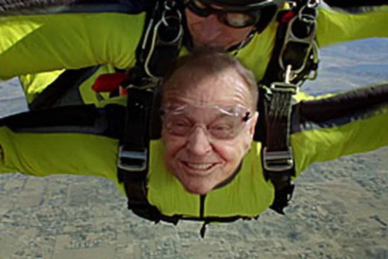 Jack Nicholson triers skydiving in his year-long attempt - with Morgan Freeman - to see the world’s great places and to push the envelope a little on derring-do.