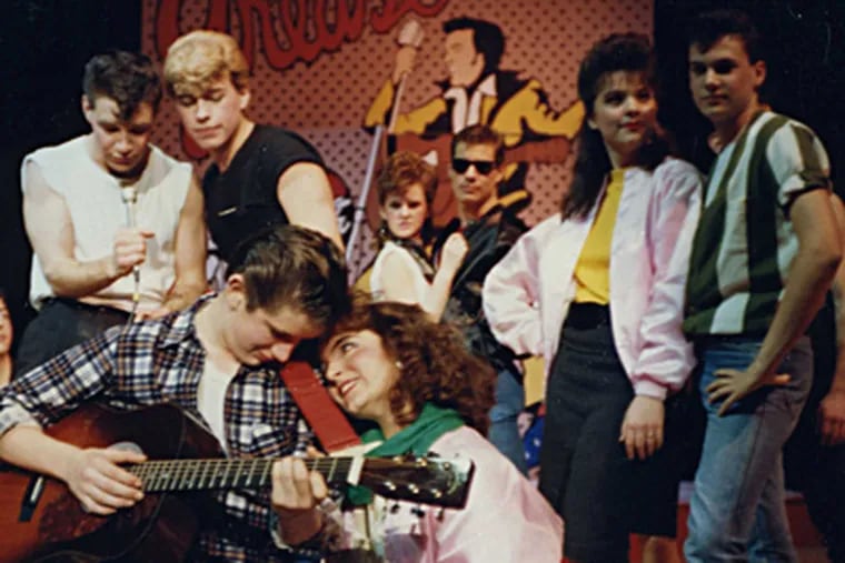 In the Class of 1988 production of "Grease" at Upper Darby High School, Tina Fey (front right) played Frenchie. The author (second from right) was Rizzo. The Upper Darby district, which fostered creativity and intellectual pursuits during the author&rsquo;s time there, now faces dire choices as it grapples with a funding shortage. MARIA PANARITIS / Staff