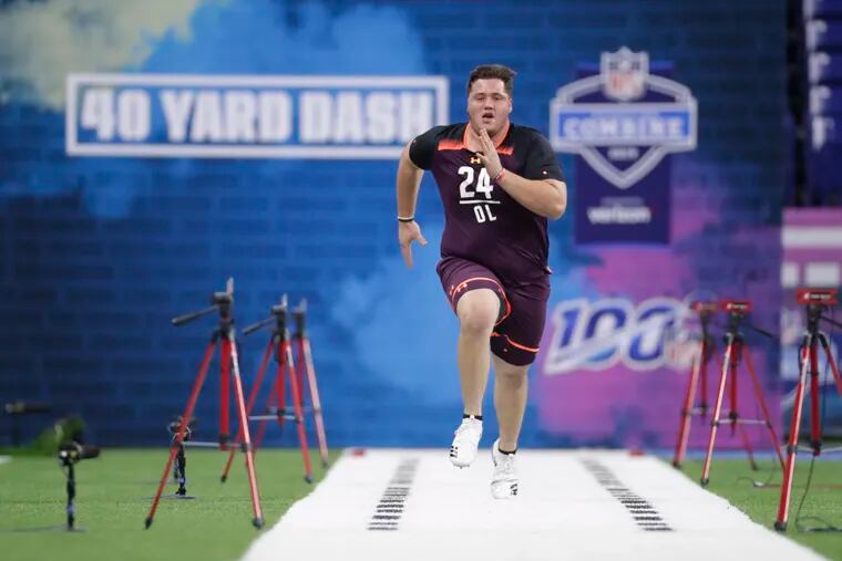 Eagles' undrafted rookie Nate Herbig posted the worst 40-yard dash in the 2019 scouting combine, at 5.40 seconds.