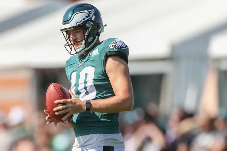 Eagles punter Arryn Siposs during training camp at the NovaCare Complex on  Aug. 19.