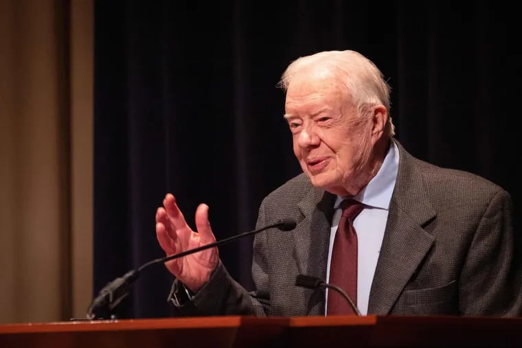 Former President Jimmy Carter fell Monday at his home in Plains and suffered a "minor pelvic fracture," The Carter Center tweeted Tuesday morning. (The organizer/China News Service/Visual China Group via Getty Images/TNS)