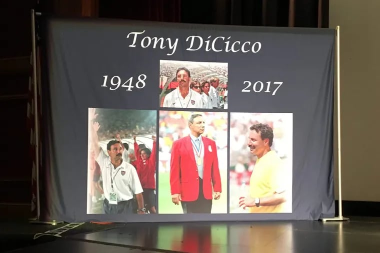 Former United States women’s national soccer team coach Tony DiCicco was remembered and celebrated at a memorial service over the weekend.