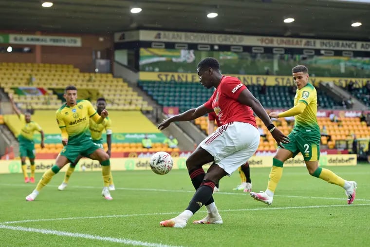 Manchester United's Paul Pogba on the ball during last Saturday's FA Cup win over Norwich City.