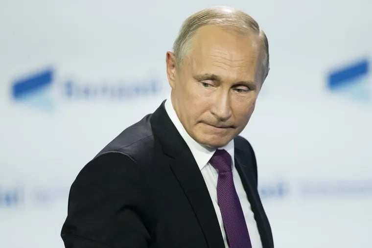 Russian President Vladimir Putin leaving the Valdai International Discussion Club in the Black Sea resort of Sochi, Russia, on Oct. 19.