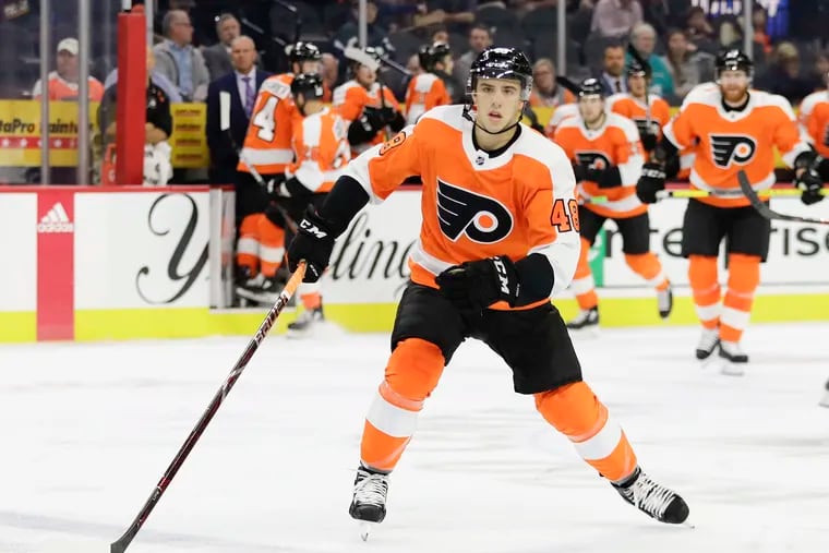 Flyers center Morgan Frost has played in two preseason games.