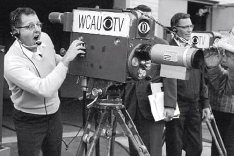 Richard L. Kearney Sr. operating a camera for WCAU during the pioneering days of television in Philadelphia.