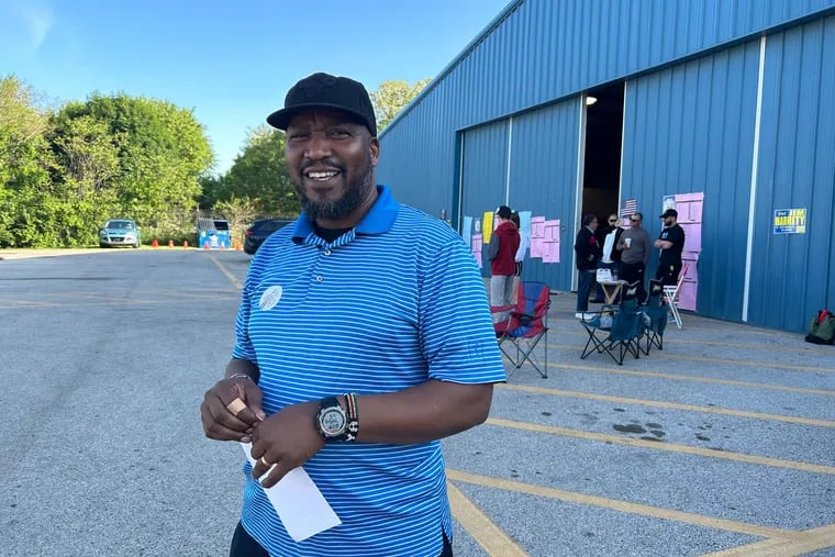 George Mbiu, 54, a Northeast resident, voted for Helen Gym for mayor at the Aviation Institute on Grant Avenue on Tuesday. He said crime was a top concern, and described how he was nearly shot by a gunman who was shooting at someone else.