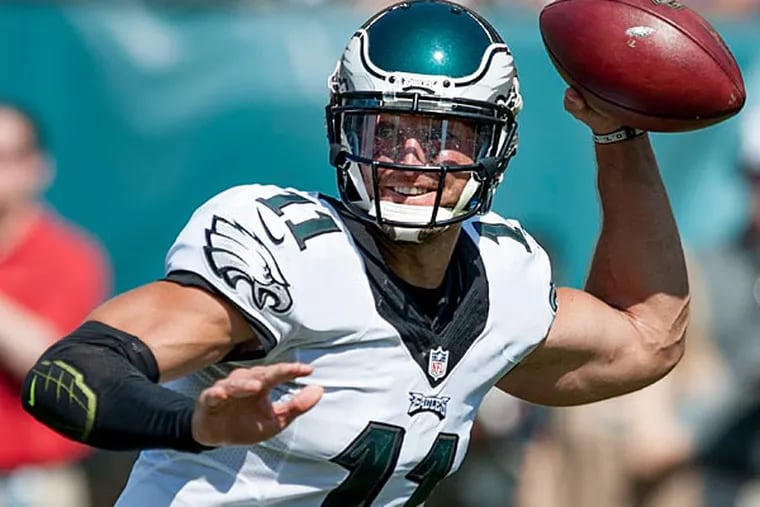 August 22, 2015: Philadelphia Eagles quarterback Tim Tebow (11) scrambles  with the ball during the NFL preseason game between the Baltimore Ravens  and the Philadelphia Eagles at Lincoln Financial Field in Philadelphia