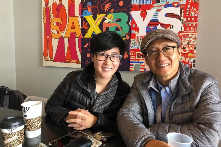Jennifer and John Choi of Crunchik'n, coming to 212 S. 11th St., on a stop for coffee at the Saxbys shop just up the block.