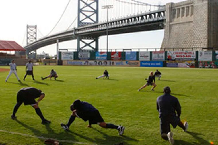 The Camden Riversharks, working out at Campbell&#0039;s Field, open their season tonight on the road.