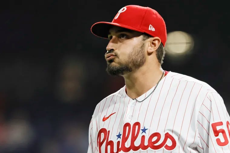 Phillies pitcher Zach Eflin is out indefinitely with patellar tendinitis in his right knee.