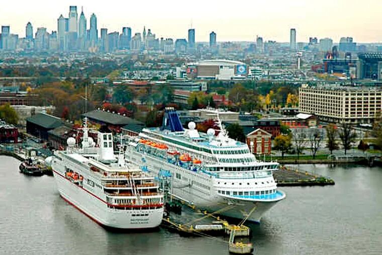 The Philadelphia Cruise Terminal hosted the MS Deutschland (left) and the Norwegian Majesty this year. Cruise business has dropped from 35 sailings in 2006 and 32 in 2005 to eight in 2009.