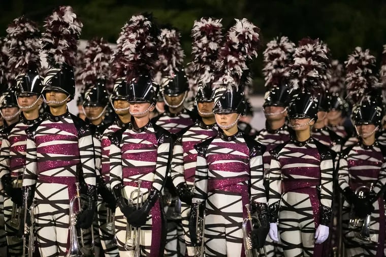 The Cadets Drum and Bugle Corps wait to perform prior to the first home performance in 2018.