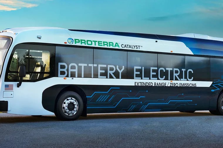 A prototype of the electric buses SEPTA bought for service on Routes 29 and 79 but are now off the road due to cracks.