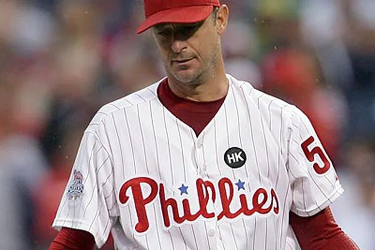 Jamie Moyer gave up six runs on 10 hits in six innings against the Blue Jays. (Yong Kim/Staff Photographer)