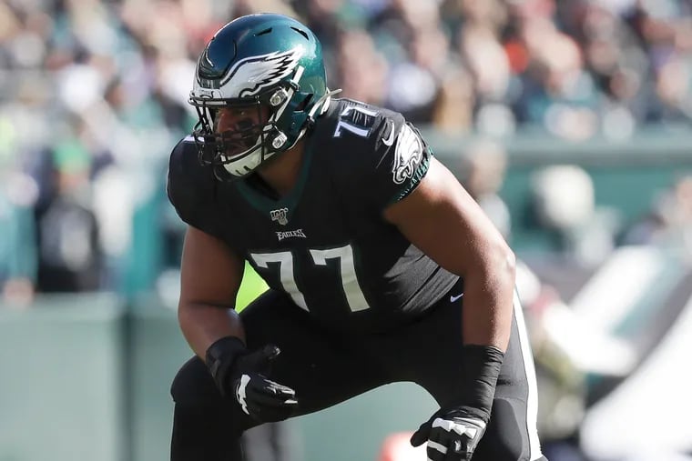 Eagles offensive tackle Andre Dillard against the Chicago Bears on Nov. 3, 2019 in Philadelphia.