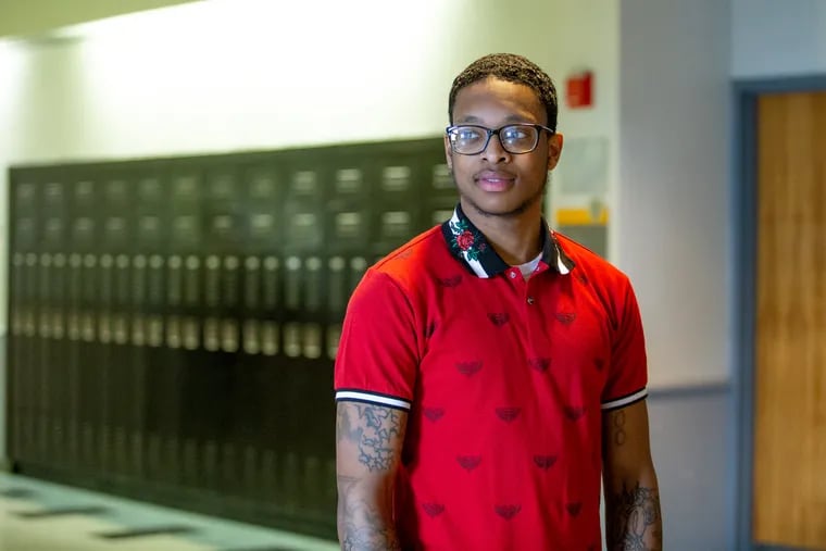 Kishon Carter, 19, inside CCP, where he finished high school with 39 college credits before committing to the Navy.