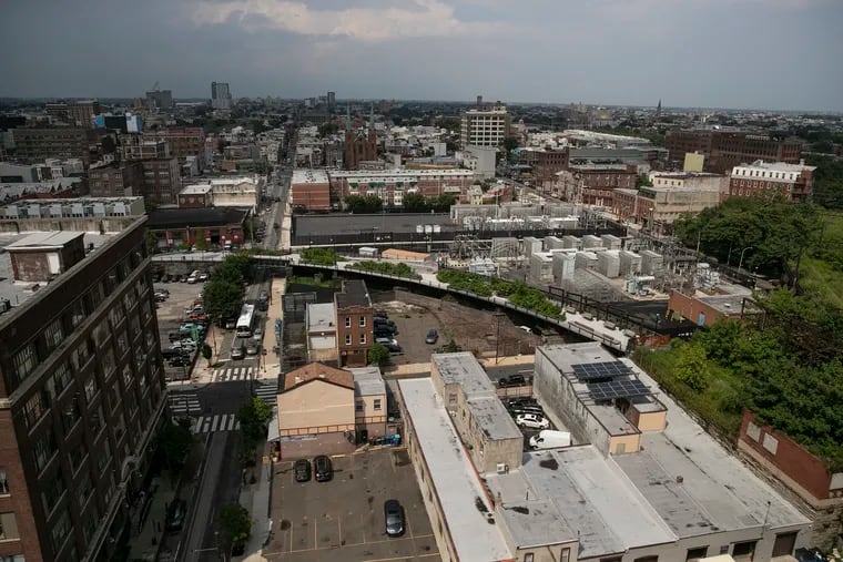 An overall view of the Callowhill neighborhood is seen from the rooftop deck of the Goldtex building at 12th and Wood Streets in Philadelphia, PA on Wednesday, July 31, 2019. The Callowhill neighborhood wants to create an improvement district.