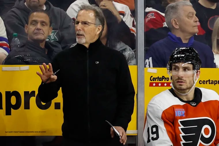 Flyers coach John Tortorella will miss Tuesday's game vs. San Jose as part of his two-game suspension.