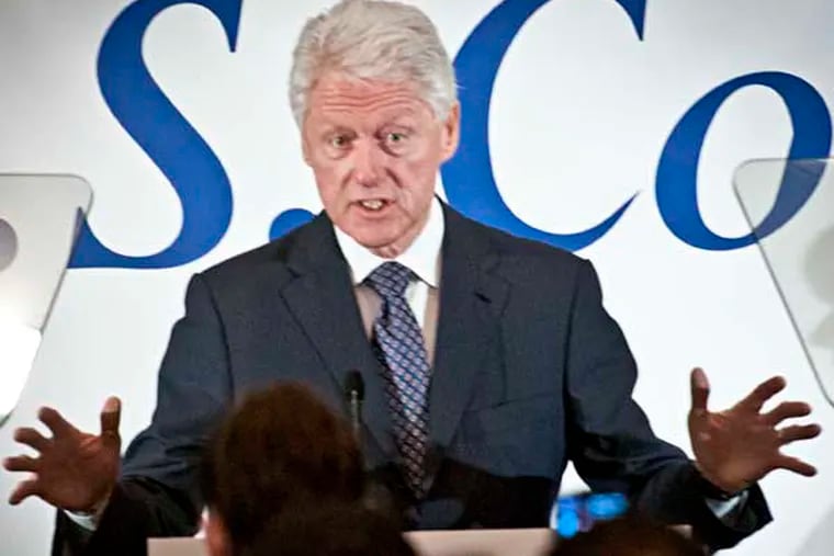 Bill Clinton speaks during a fund raiser for Margorie Margolies at the Radisson Blu Warwick Hotel. ( RON TARVER / Staff Photographer ) April 10 2014
