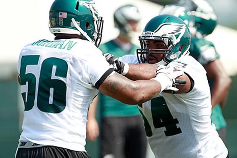 Akeem Jordan (left) is expected to breathe new life into the Eagles' defense. (Yong Kim/Staff file photo)