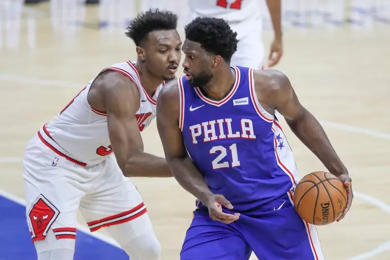 “It just feels like he’s unstoppable,” Sixers guard Matisse Thybulle said of Joel Embiid, above.