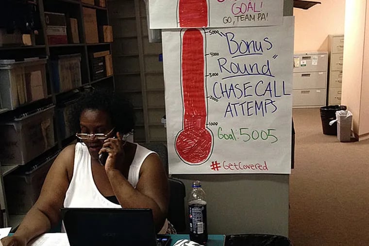 Dorothy Johnson, a field organizer for Get Covered PA, in the group's Chestnut Street office.