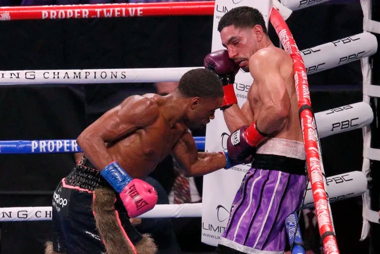 Errol Spence (left) stayed on the attack through 12 rounds to defeat Danny Garcia.