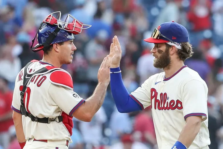 The adoption of the designated hitter will allow the Phillies to better rest catcher J.T. Realmuto and outfielder Bryce Harper throughout the season.