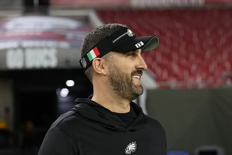 Coach Nick Sirianni at Raymond James Stadium before the Eagles lost to the Tampa Bay Buccaneers in the wild-card round of the NFL playoffs on Jan. 15.