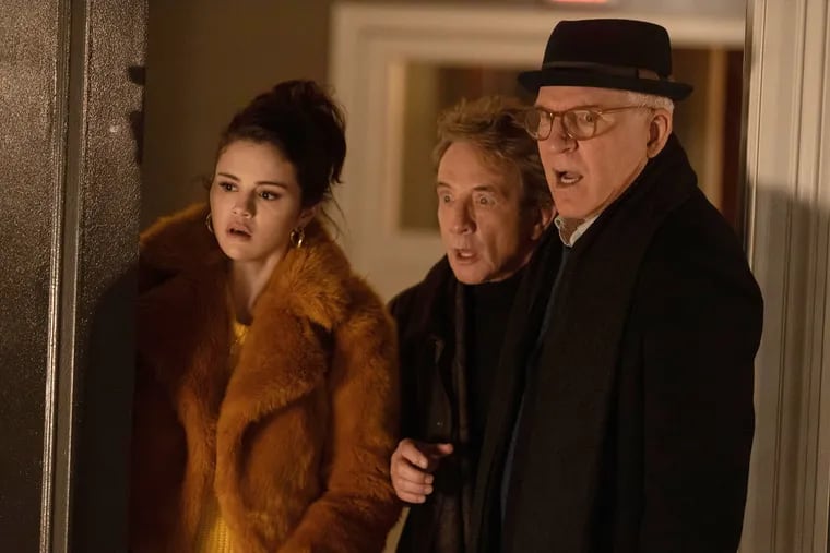 Selena Gomez, Martin Short and Steve Martin play a trio of neighbors who try to solve a murder and record an accompanying podcast in Hulu's "Only Murders in the Building."