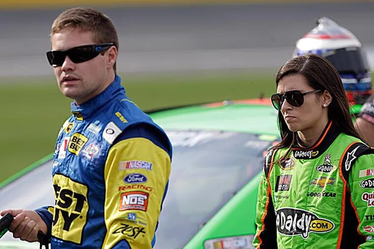 Danica Patrick tried to cool down questions about her wreck involving her boyfriend, Ricky Stenhouse, on Sunday at Charlotte. (Chuck Burton/AP)