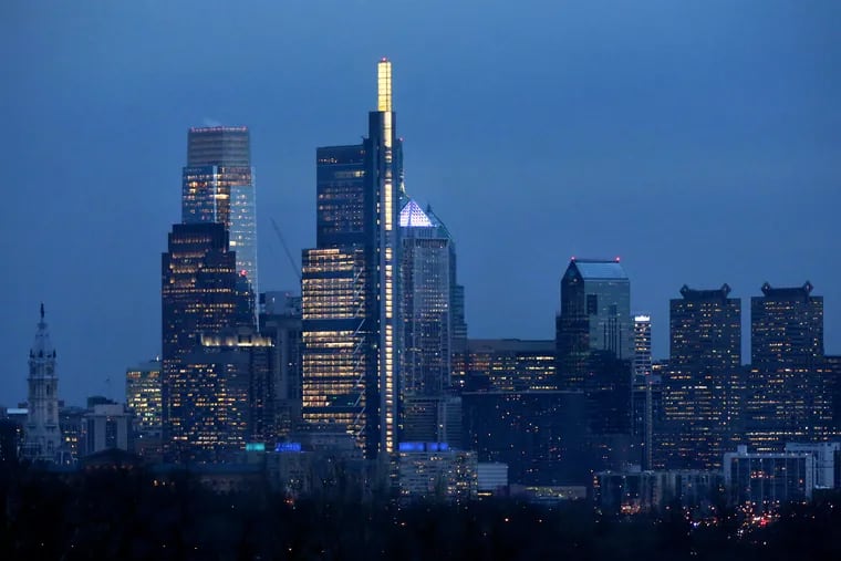 The Comcast Technology Center dominates the Philadelphia skyline as seen from the Belmont Plateau in West Fairmount Park on Monday, Jan. 7, 2019.
