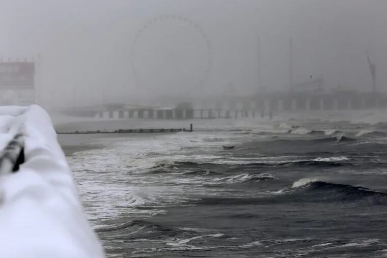 The ocean looked angry during the bomb cyclone that brought snow and high winds to the region on January 4, 2018.