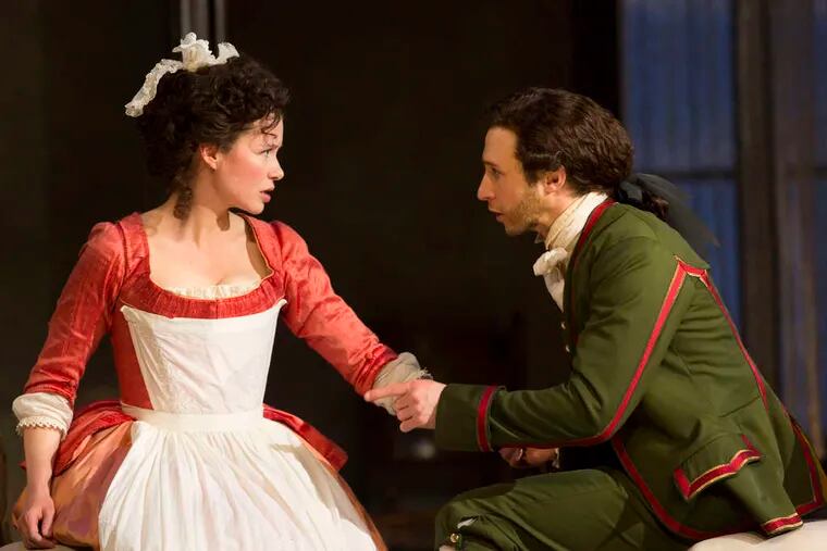 Maggie Lacey and Adam Green in &quot;The Marriage of Figaro,&quot; part of a sparkling McCarter Theatre production of Pierre Beaumarchais' plays &quot;The Barber of Seville&quot; and &quot;The Marriage of Figaro.&quot;