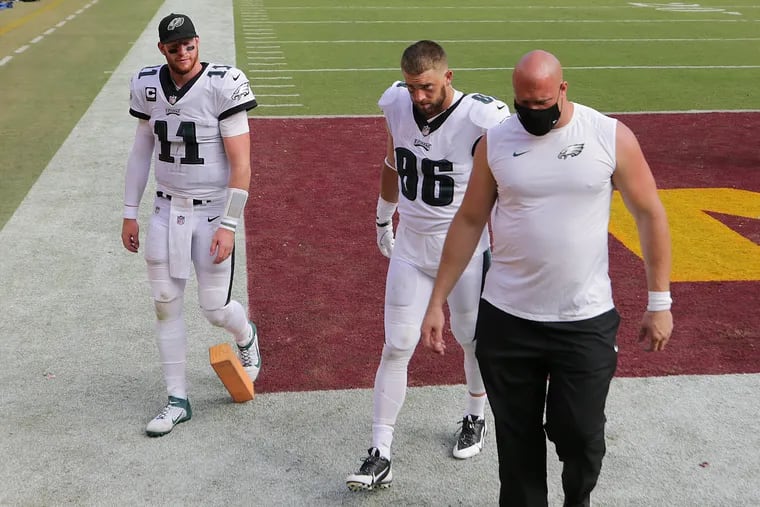 The Eagles can't get right tackle Lane Johnson (right) back in uniform fast enough.