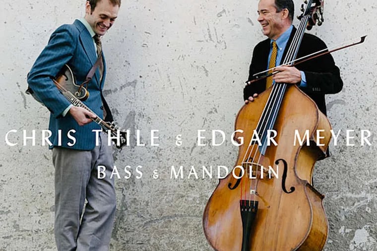 Chris Thile (left) credits Edgar Meyer as a music-mixing mentor. Meyer says music-mixing came early in his life, thanks to his father. (album cover)