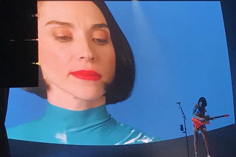 St. Vincent performing at the Electric Factory in Philadelphia on Tuesday on her 'Fear The Future' tour.