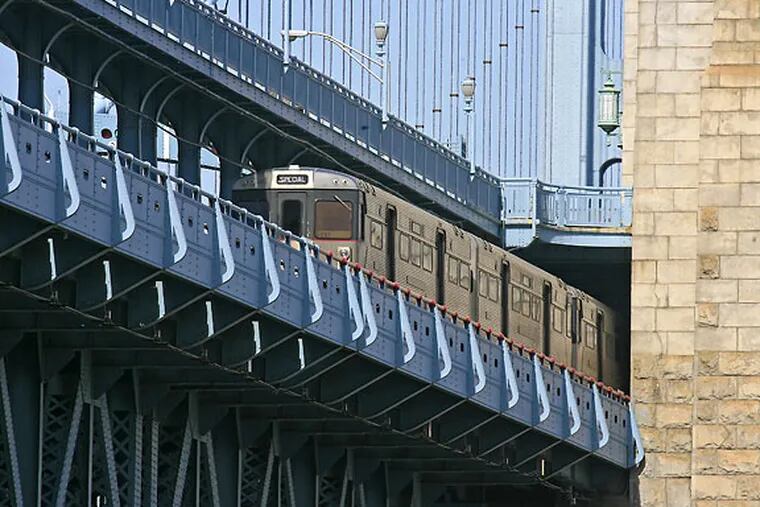 A PATCO High Speed train is stranded on the Ben Franklin Bridge Friday morning because of a power failure. Service was restored after about 2 hours.