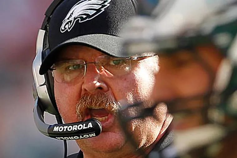 Andy Reid and the Eagles play a crucial game this afternoon against the Cowboys in Dallas. (Ron Cortes/Staff file photo)
