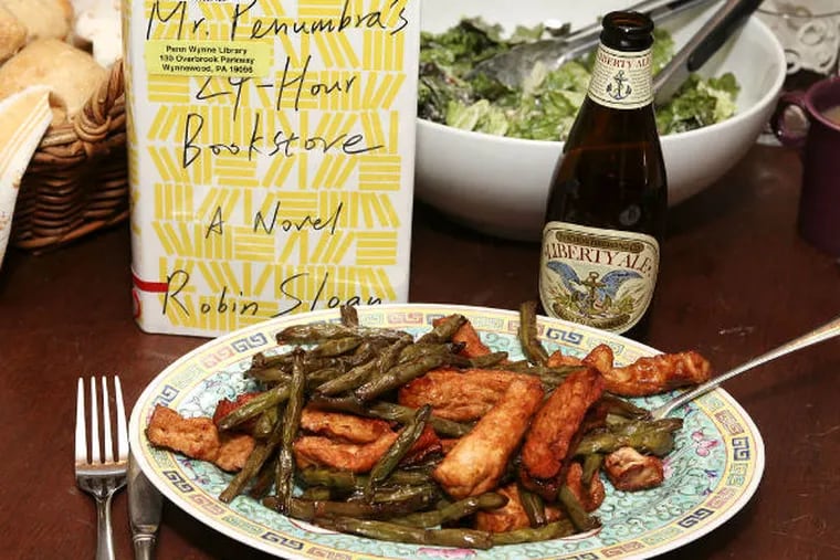 Tofu, green beans andaSan Francisco beer accompanied the reading of Mr. Penumbra’s 24-Hour Bookstore.