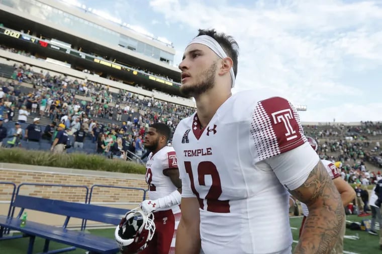 Temple quarterback Logan Marchi played capably against Notre Dame, but he was not part of a unit that allowed 606 yards of total offense by the Fighting Irish.